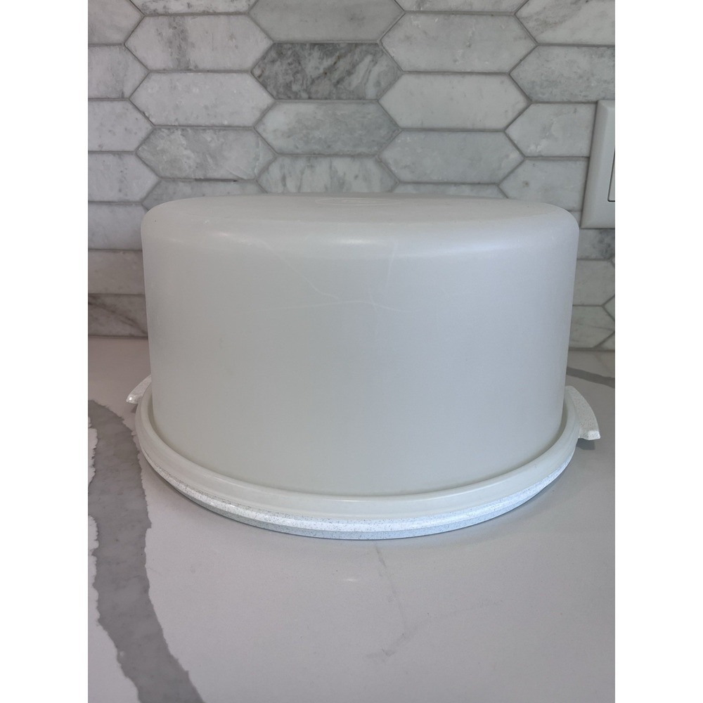 Vintage Tupperware XL Cake Taker Carrier Round Base #1257-5 (12"x6") & Cover
